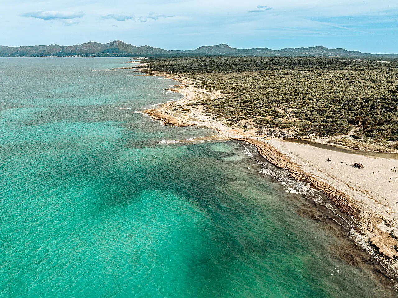 Spain mallorca can-picafort beach aerial, Alcúdia