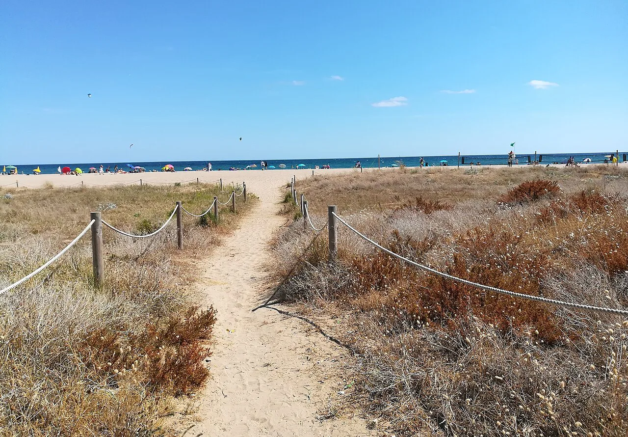 07 Platja de Lluminetes (Castelldefels), accés entre les dunes, Sitges