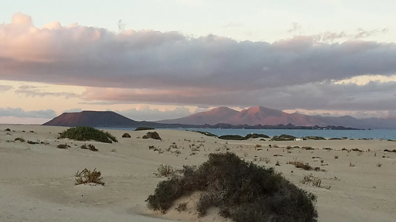 View of Lanzarote and Lobos from Corralejo Grandes Playas