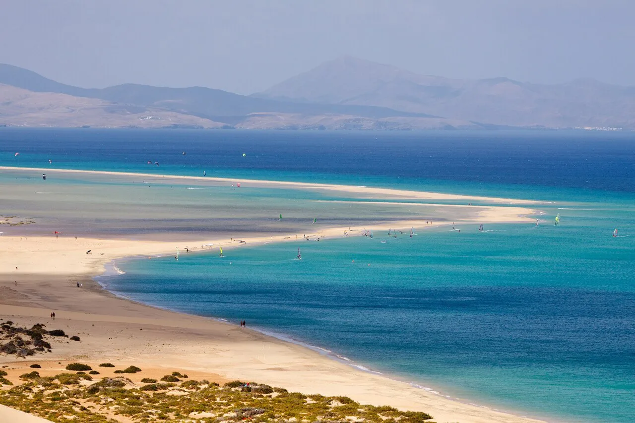Windsurfer kitesurfer sotavento playa strand, Corralejo